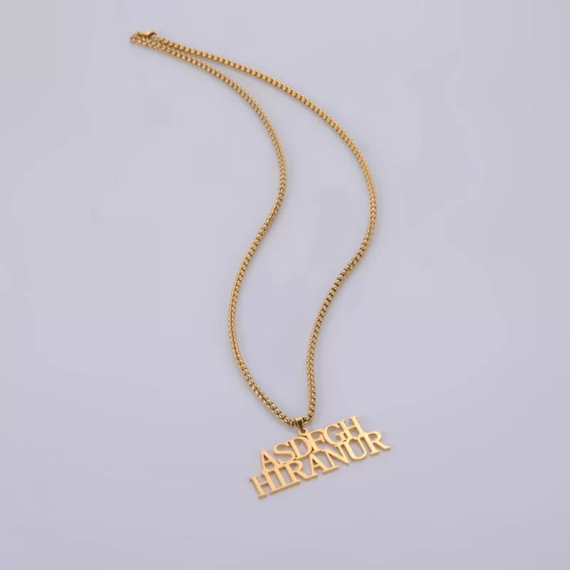 Large Size Box Font Name Necklace