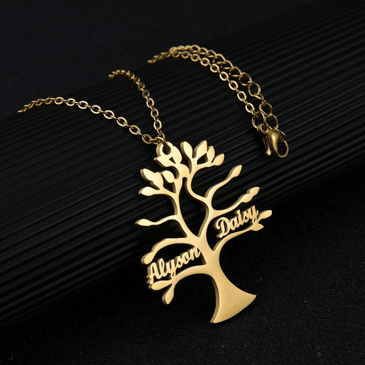 Tree Couple Name Necklace