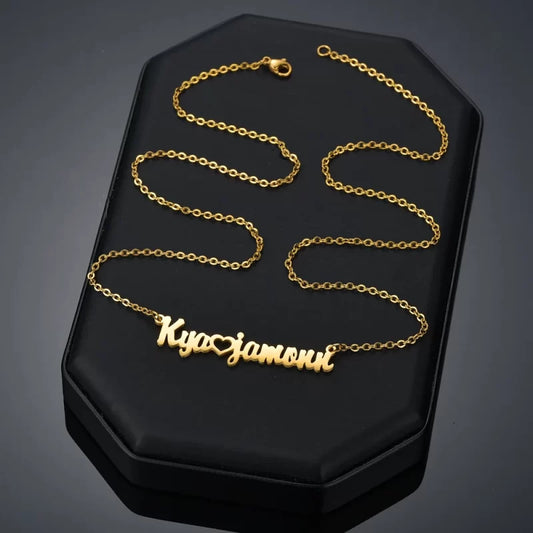 Hollow Love Double Name Necklace