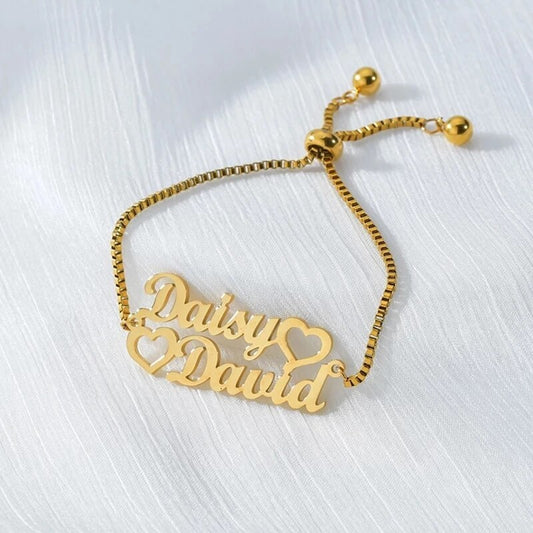 Couple Heart Name Bracelet