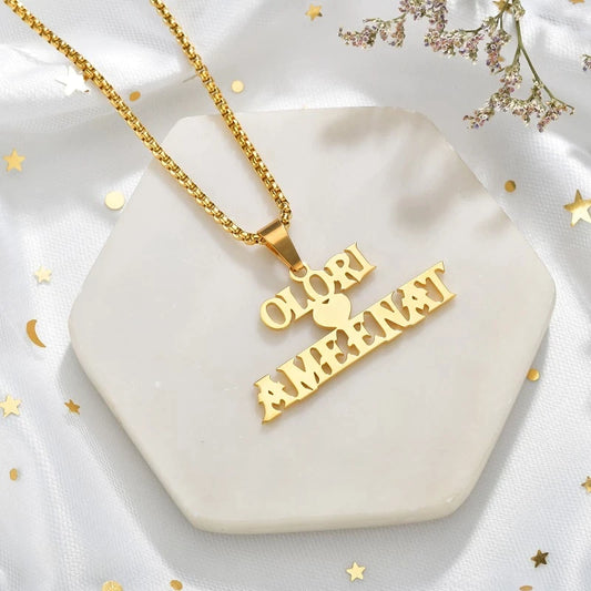 Couple Heart Name Necklace